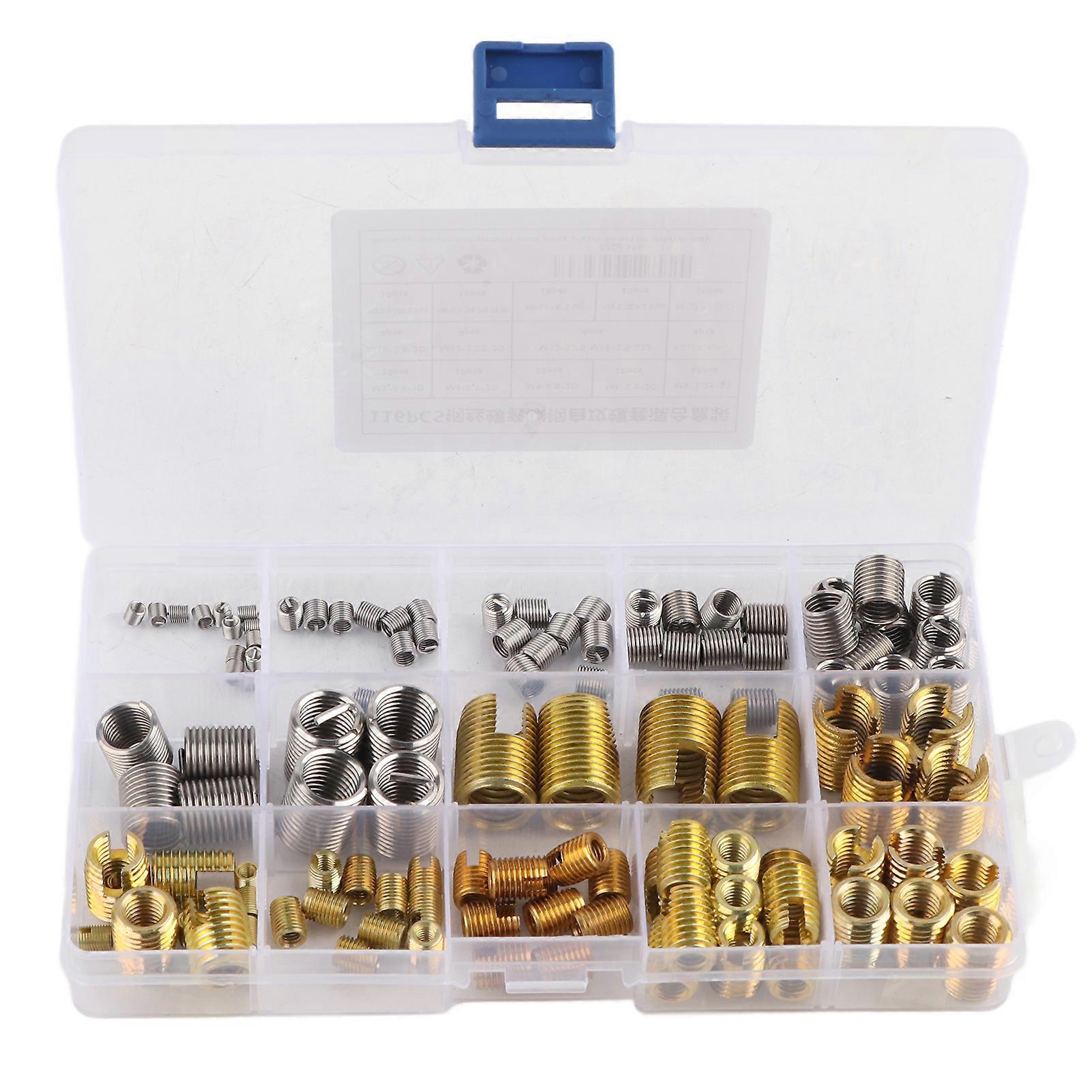 116Pcs Self Tapping Thread Slotted Inserts and Steel Wire Thread Inserts Combination Set
