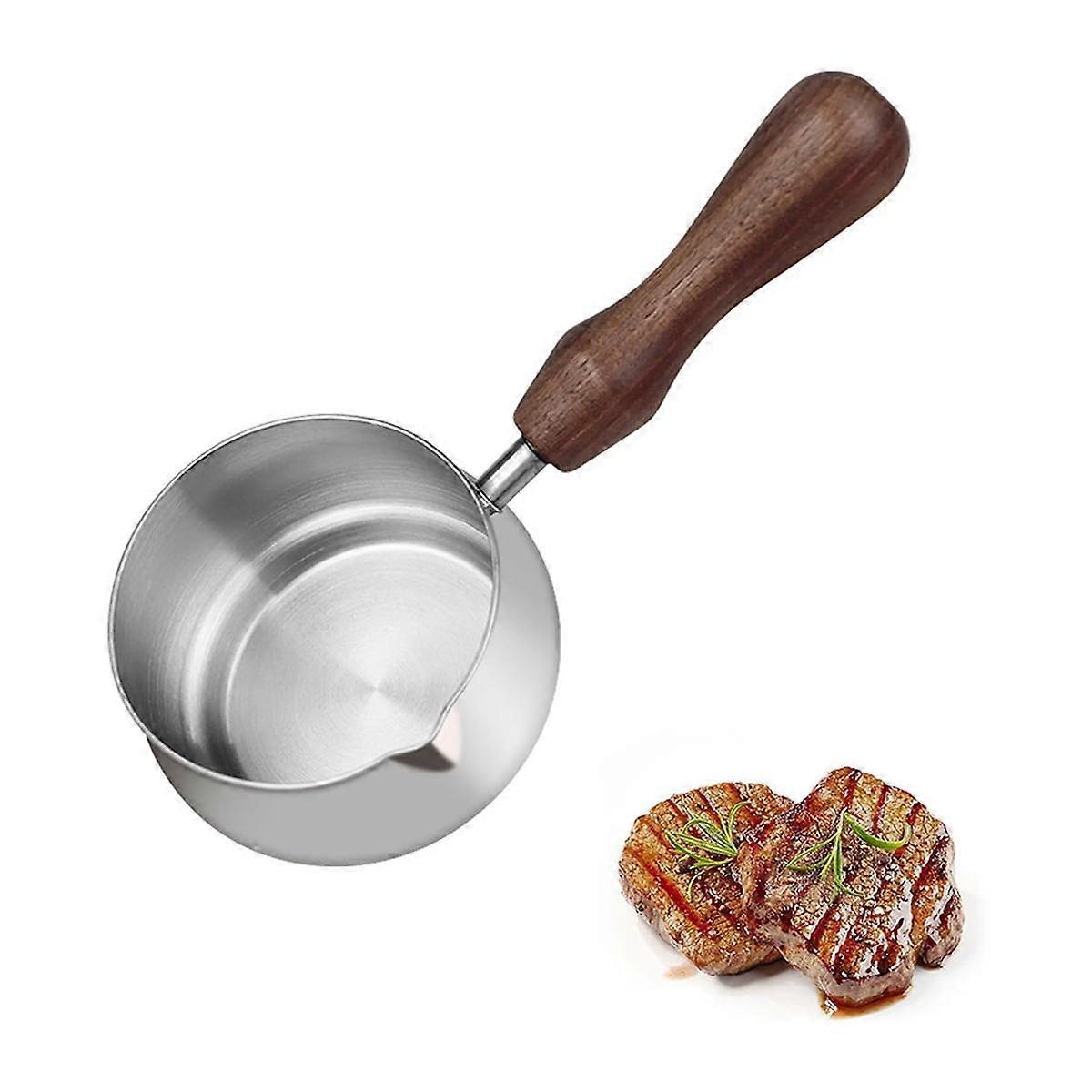 Mini Sauce Pans-Butter Warmers for Seafood Electroplating Stainless Steel with Handle(Silver 100ml/