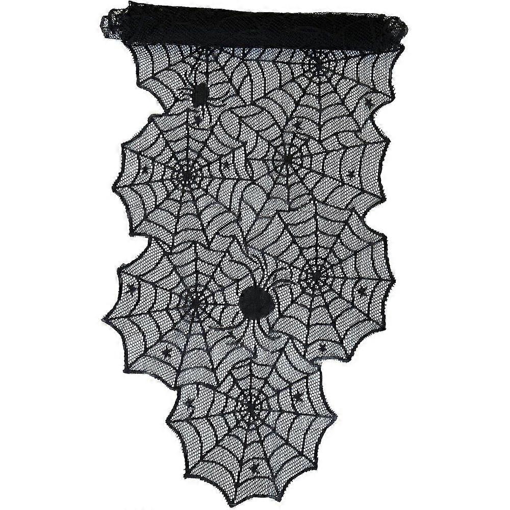 newOblique Unique Table Runner Spider Web and Spiders with Lace Table Runner Table Decoration for Halloween Decoration Black 45 cm Wide 1.8 m Long