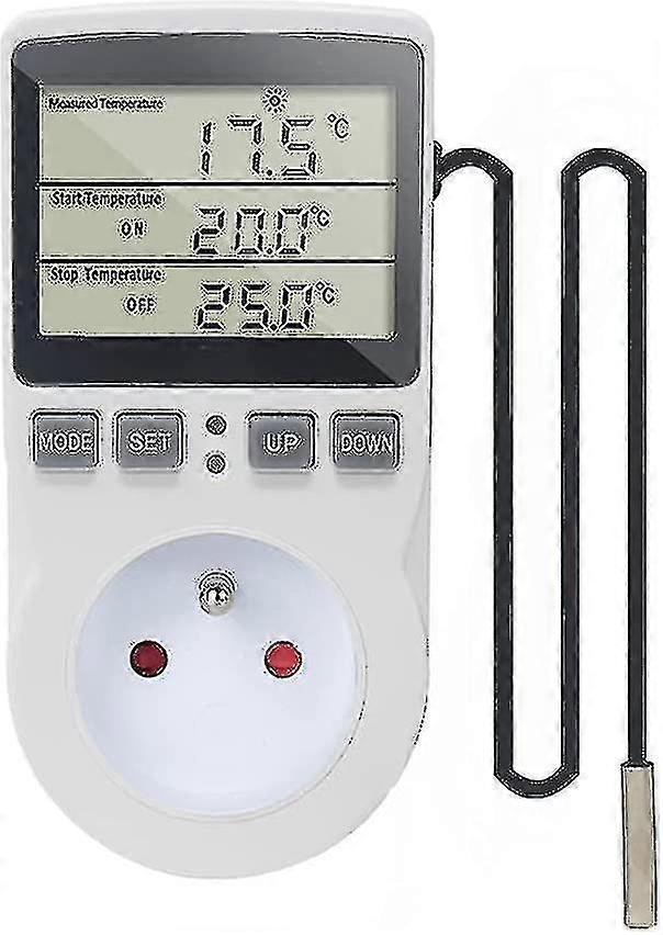 220v Digital Temperature Controller Thermostat Socket Heating Cooling With Probe, Lcd Temperature Controller Socket For Fridge Incubator Greenhouse Fa