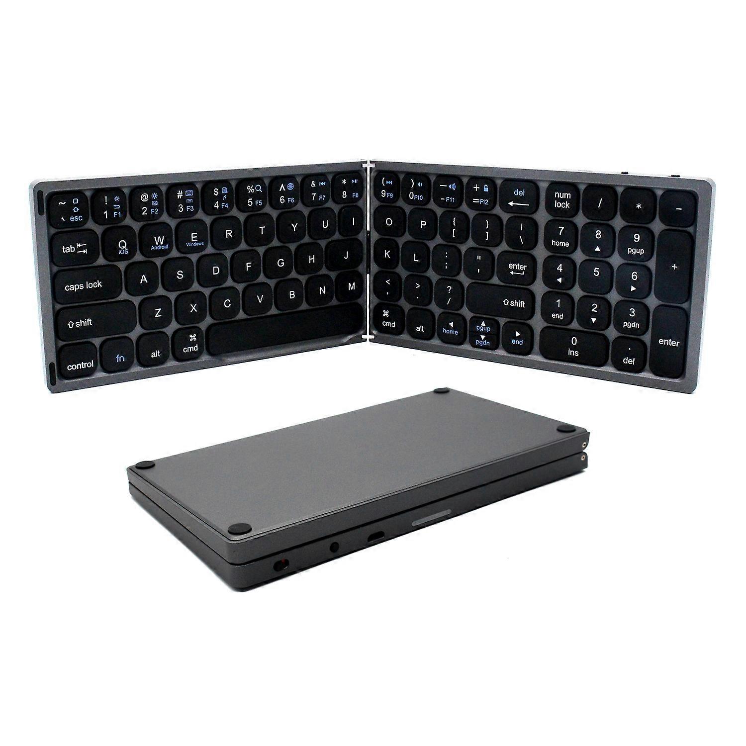 Portable Foldable Bluetooth Keyboard Rechargeable Keyboard Full size Ultra Thin Keypad with Numeric keyboard for IOS/Android/Win