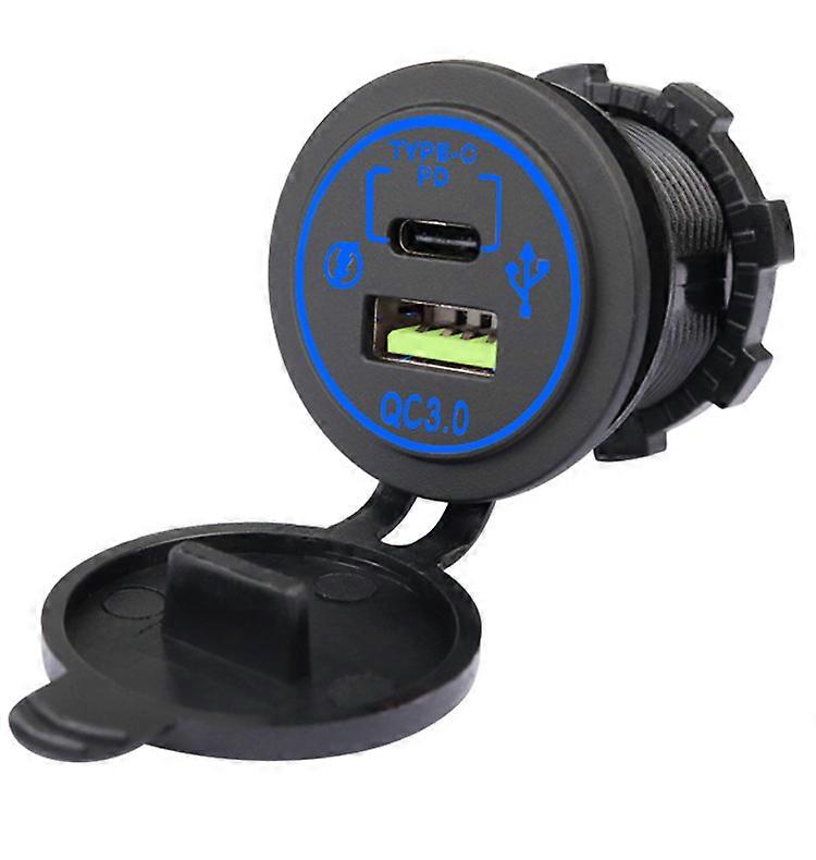 Motorcycle Dual USB Car Charger Quick Charge QC 3.0 and Type C PD Fast Charger Socket Power Outlet Adapter