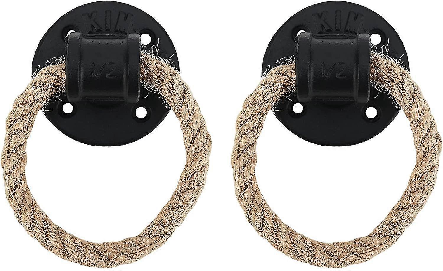 Vintage Iron Pull Handle With Hemp Rope Wall Mount Hanging Pull Ring