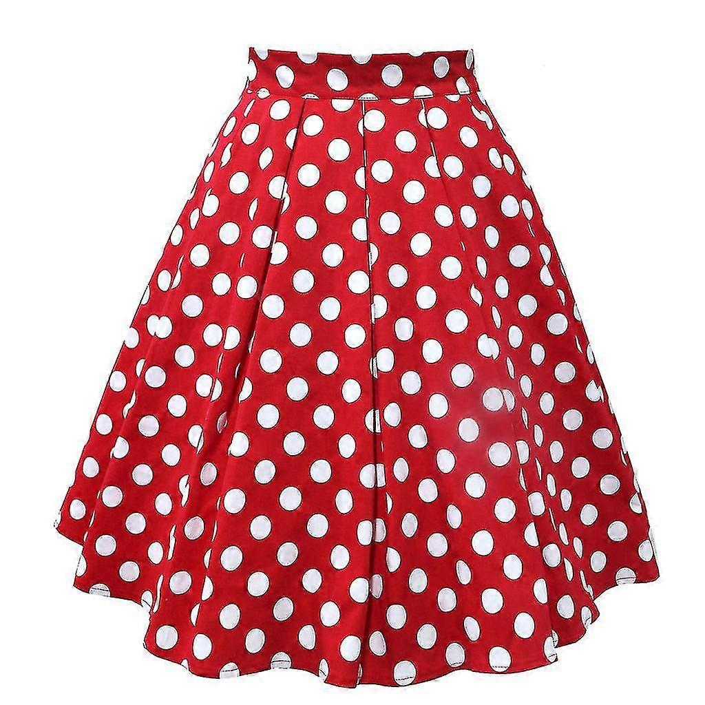Vintage Pleated Polka Dot Mid Skirts