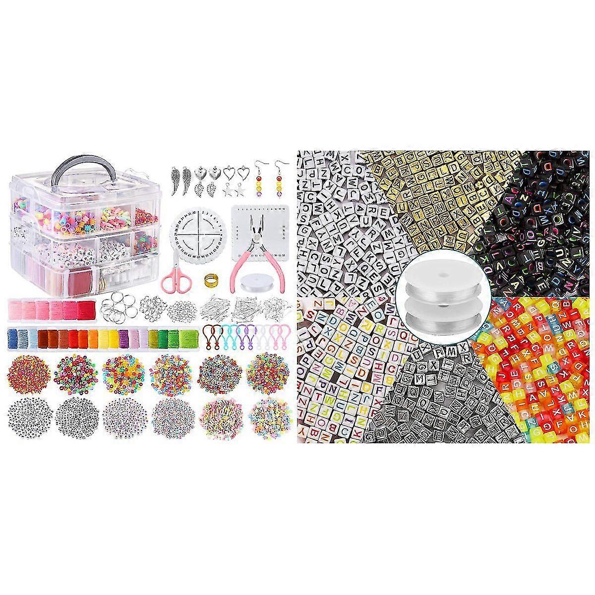 12 Styles Friendship Bracelet Kit With String And Letter Beads