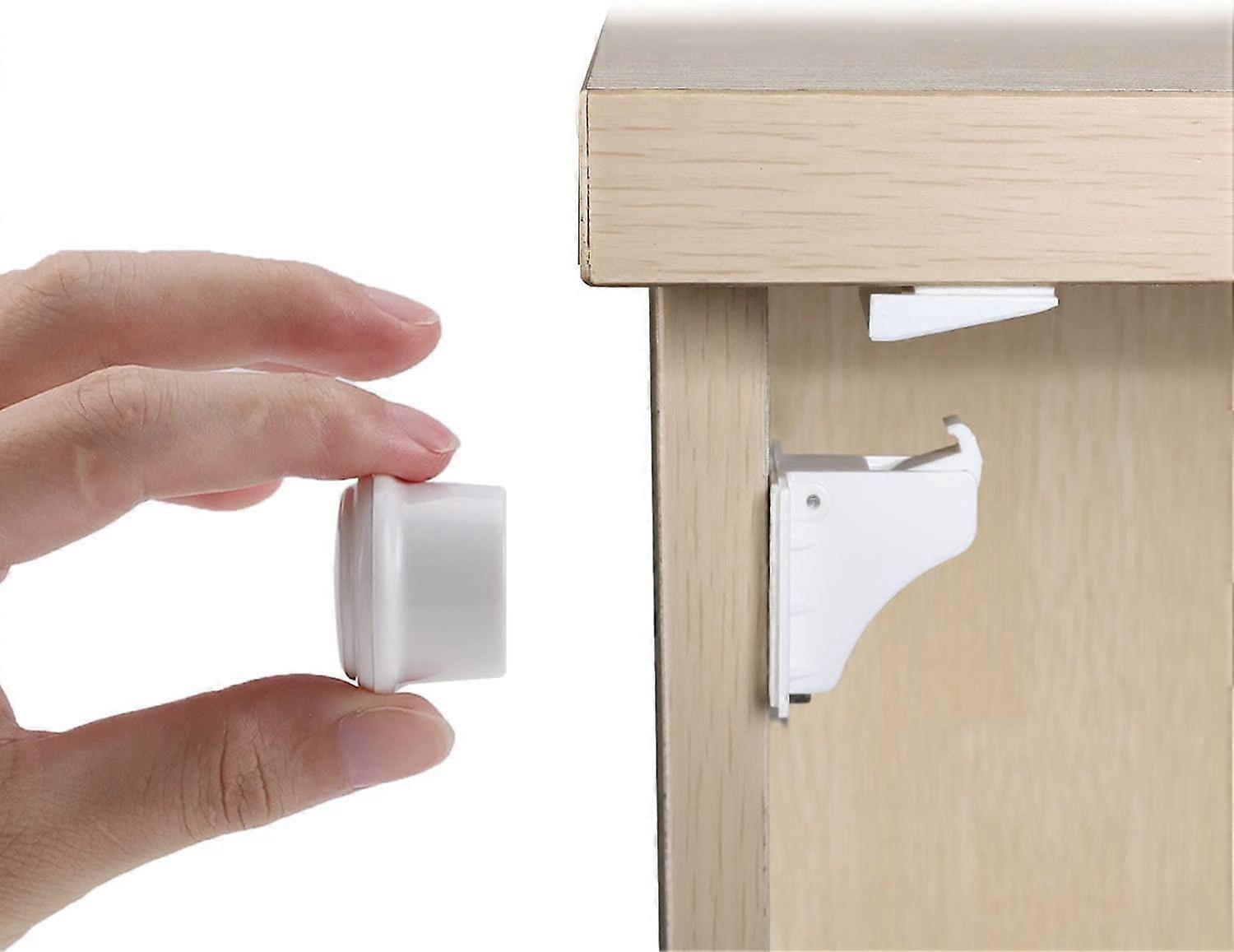 Child Safety Cabinet Locks, Child Proof Cabinet Locks with 12 Locks & 2 Keys, Invisible Baby Proofing Magnetic Cabinet Locks & Drawers Latches for Kit