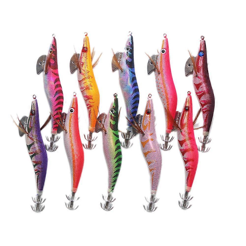 Kaesi 10Pcs Luminous Saltwater Squid Jig Cuttlefish Fishing Lure Bait Tackle with Hook