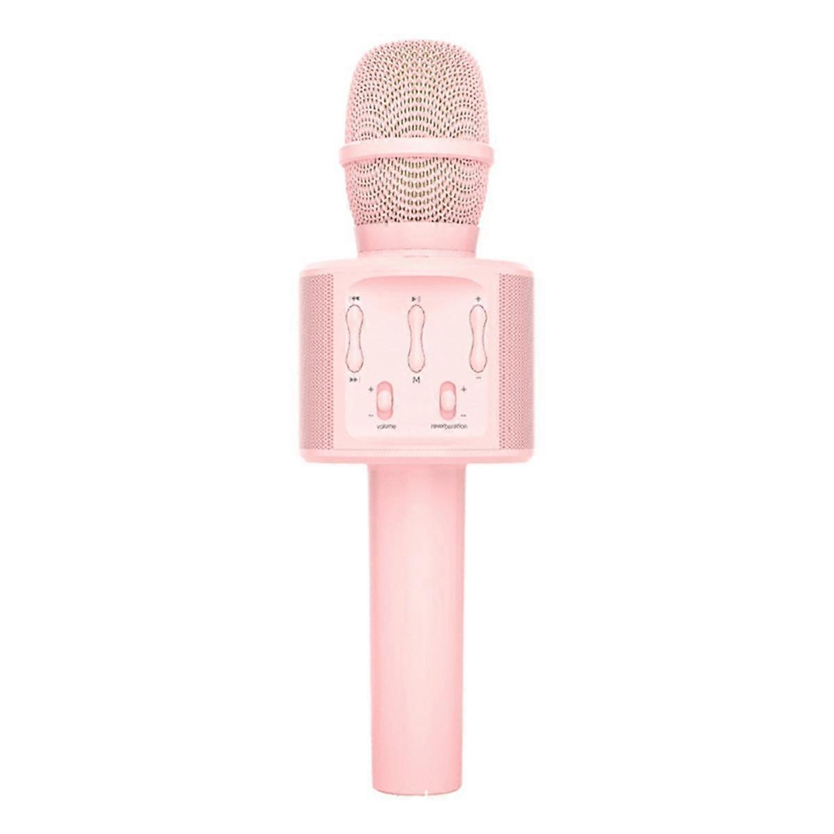 Bluetooth Wireless Home Mic Ktv Player for Kids with Magic Sound LED Light Accessories Wireless Audio Pink