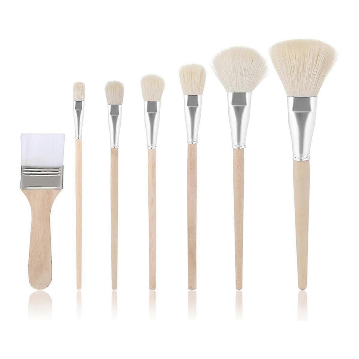 Mop Brush for Acrylic Painting 7Pcs Artist Paint Brush Set with Wooden Handle Wool Brushes for Wate