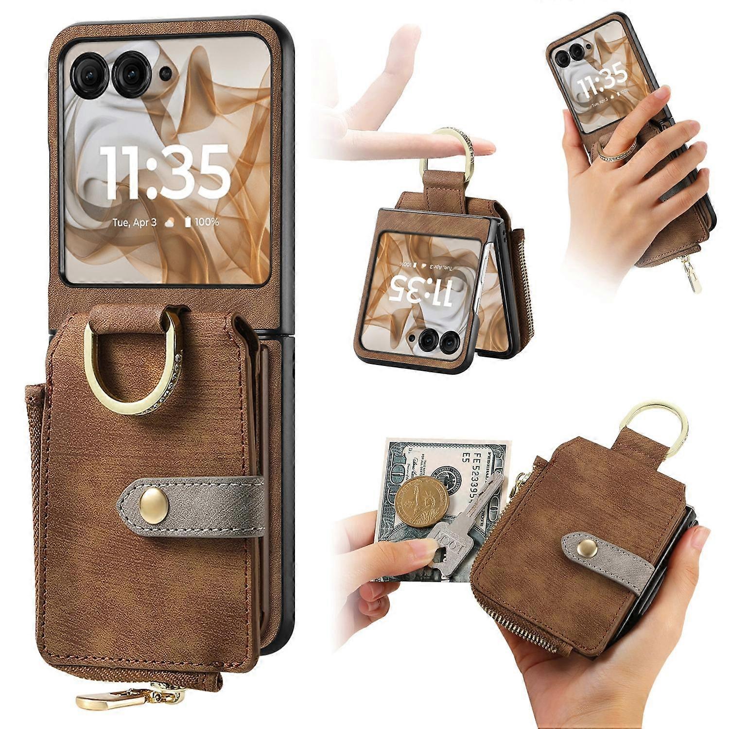 Retro Ring Vertical Phone Case For Motorola Razr 50 Ultra