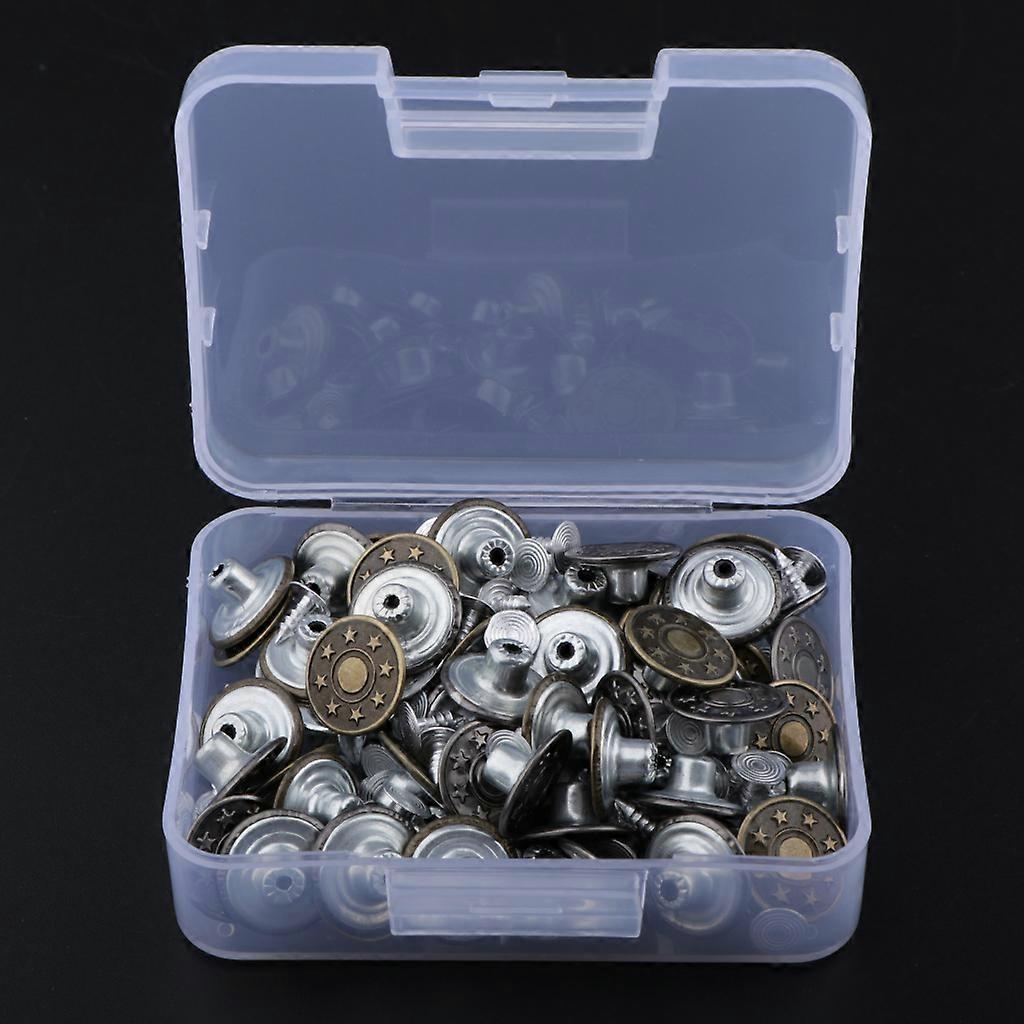 60 Sets Jeans Snap Button Dungaree Rivets For DIY Garment Accessories 17mm