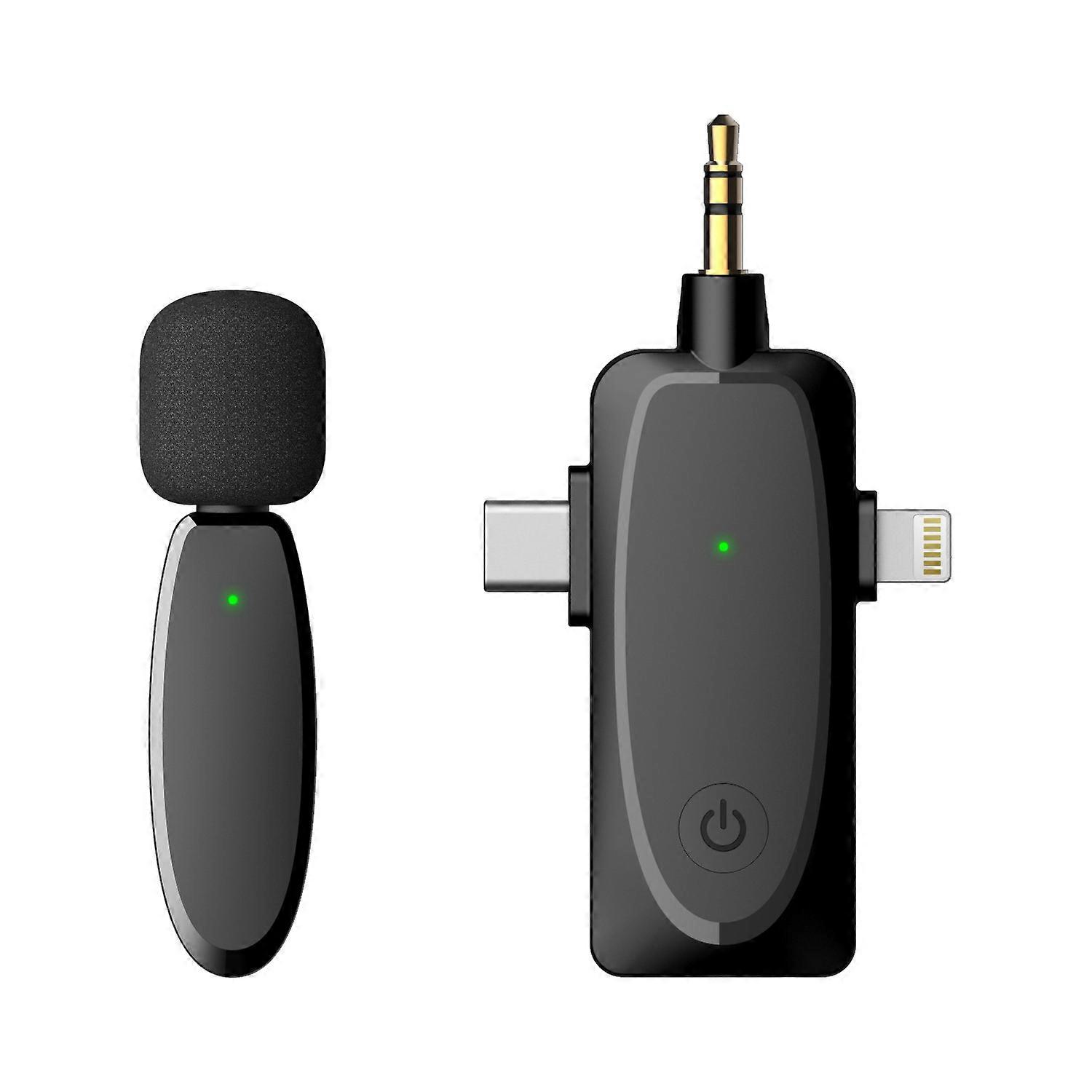 3 in 1 Wireless Lavalier Microphone with Audio Monitor Function 120m Range Vlog Youtube Mic for Android Iphone Computer Camera
