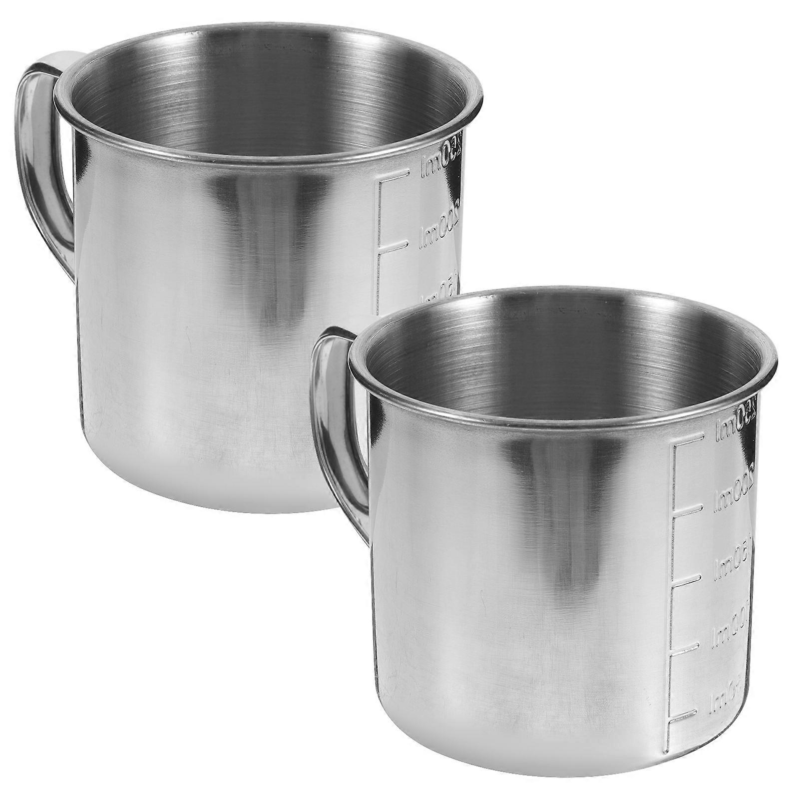 2pcs Measuring Cups Stainless Steel Scale Measuring Cups Rice Measuring Cups with Handles