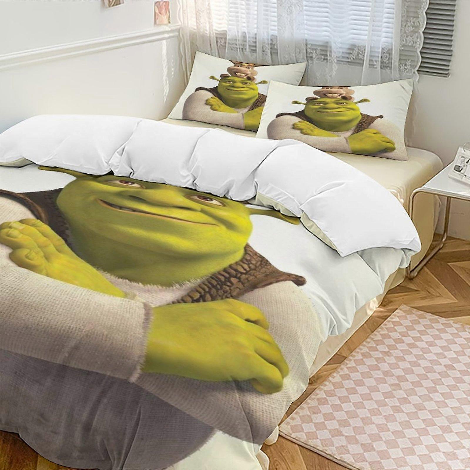 a2428 Lakan Shrek sängkläder set påslakan set tecknad tema barnrum lakan iip2428