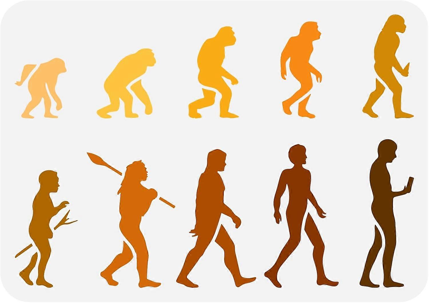 Evolution Painting Stencil 8.3x11.7inch Large Human Evolution Stencil for Painting Reusable Hominid Upright Walking Drawing Template Branches Tool Ste
