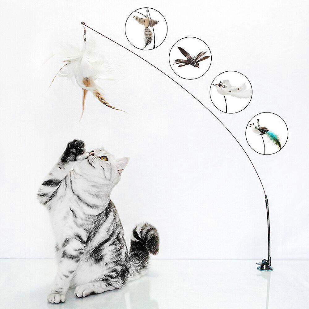 Cat Simulation Bird Interactive Toys Funny Feather Bird with Bell Cat Stick Toy