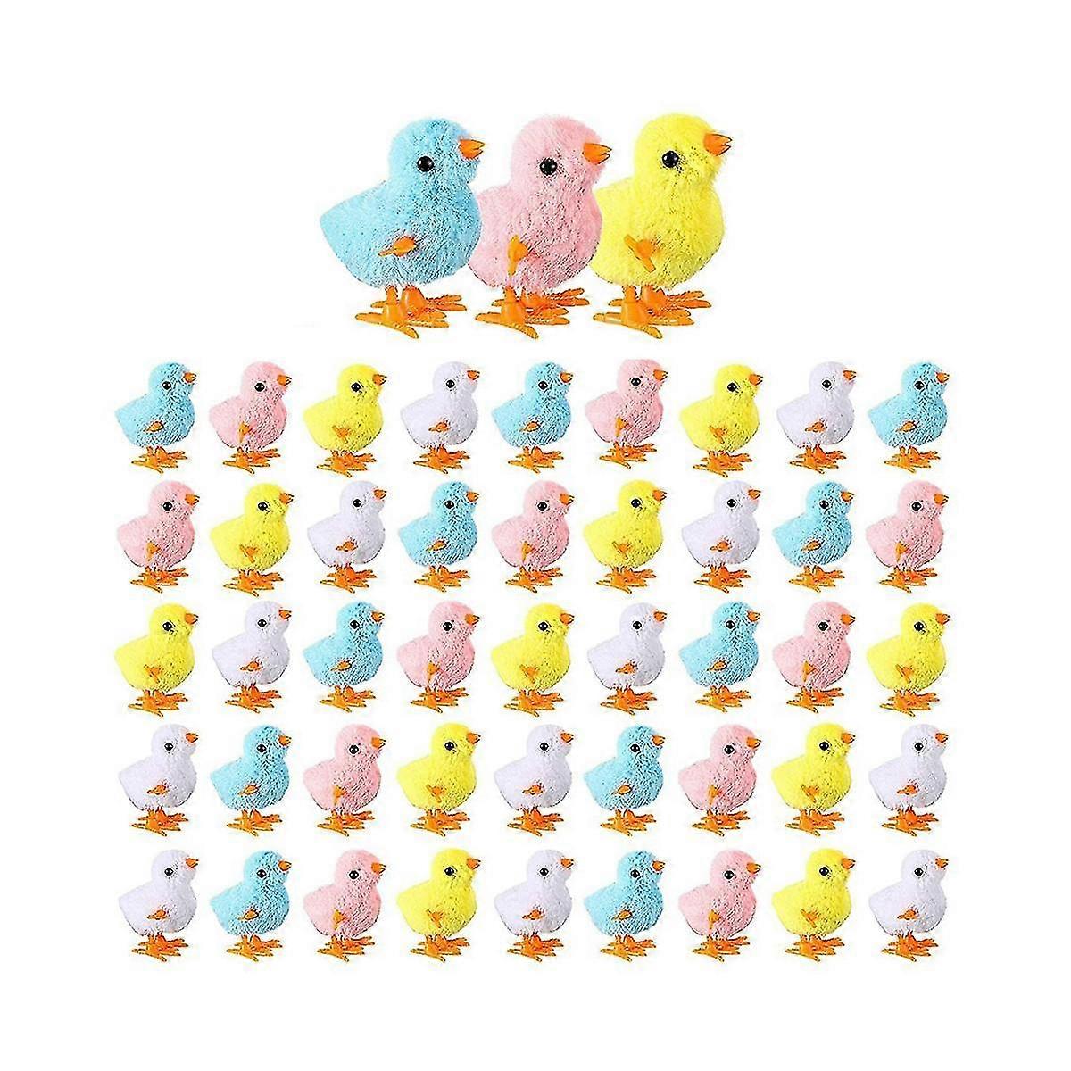 48 Pack de Paște Wind Up Chick Jucării colorate Jumping drăguț de pui de pluș țopăit Windups Pui pentru Ea