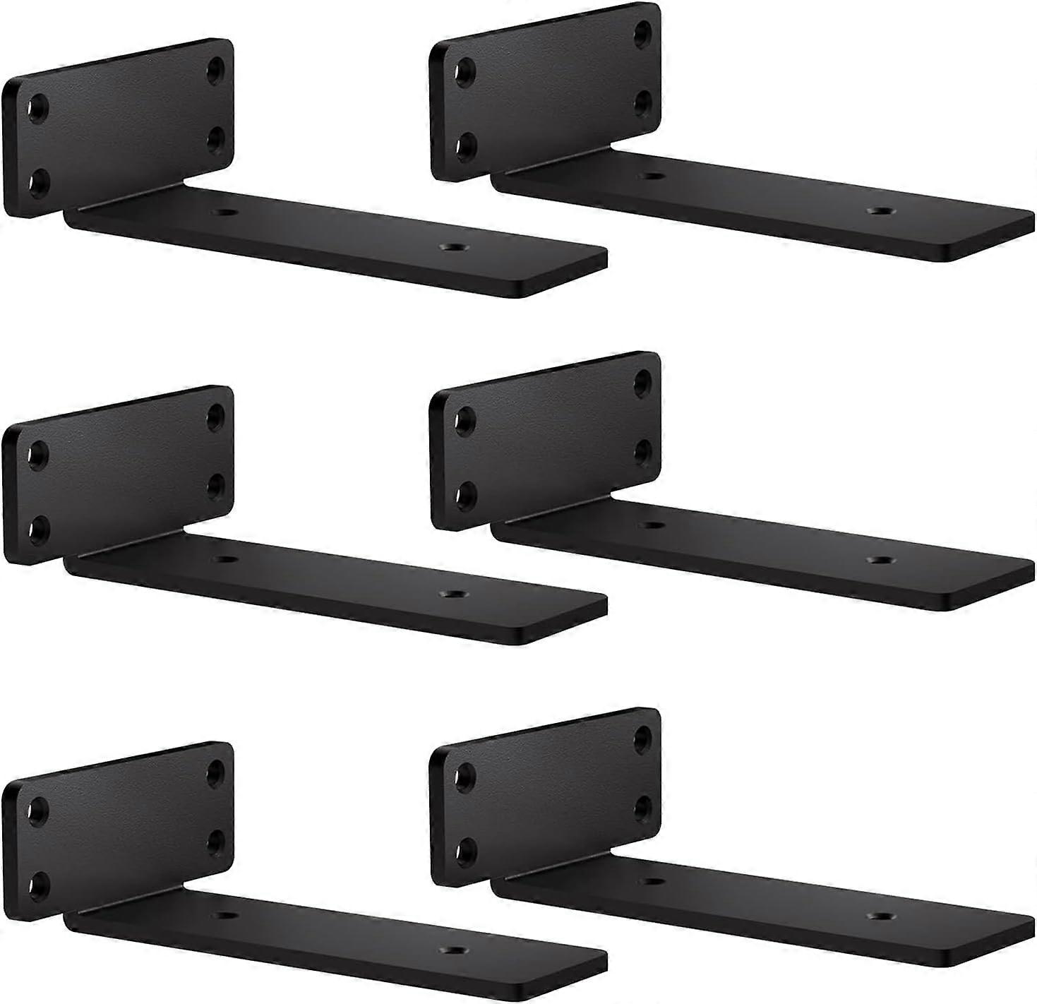Pack Black Metal Shelf Brackets L Floating Shelf Brackets 15cm Floating Shelf Bracket Heavy Duty Shelf Brackets Shelf Brackets for Wall (Max Load: 70