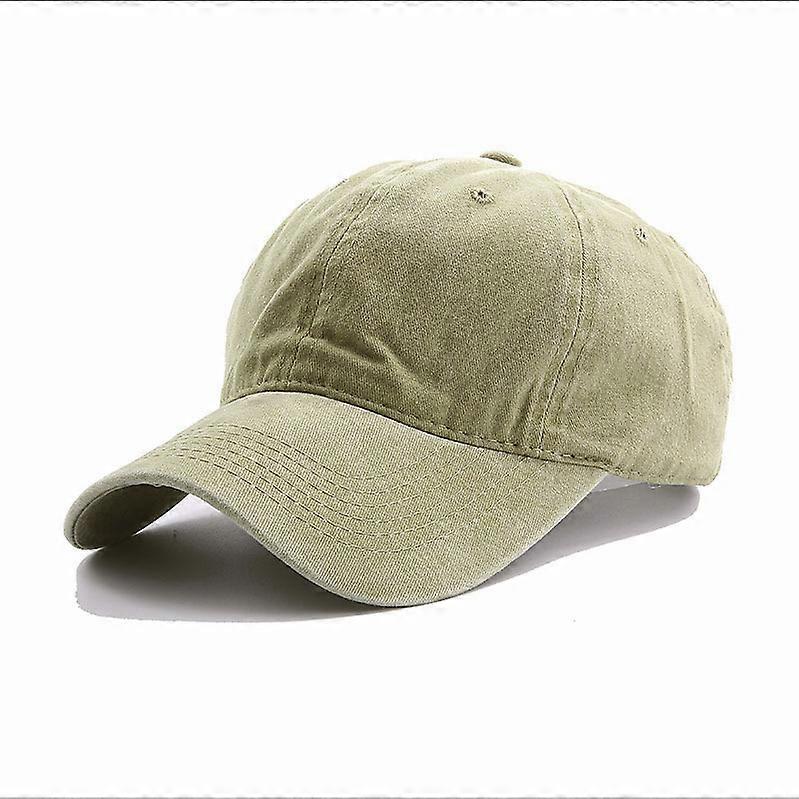 Washed baseball cap, vintage plain dad cap for men/women, unstructured low-profile denim blank capkhaki