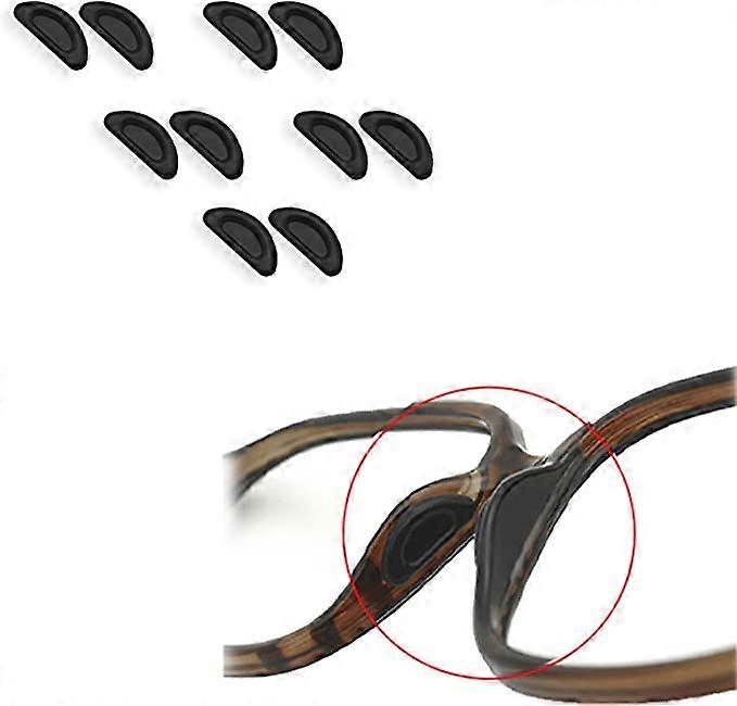 5 pairs of concave glasses with push fit nose pads (black), adhesive silicone nose pads, D-shaped anti slip soft sunglasses nose pads, adhesive glasse