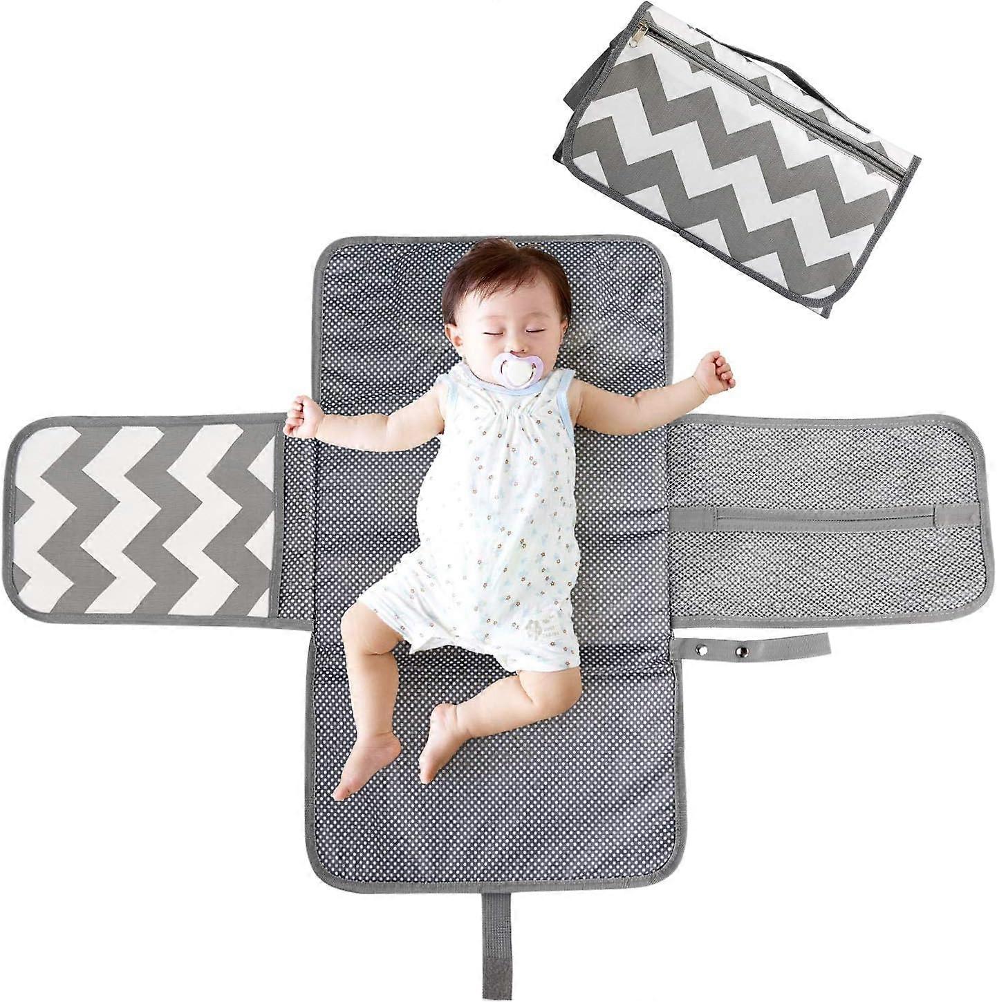 Draagbare luier aankleedkussen, reizen Baby verschoningsmat met hoofdkussen en organizer zakken, opvouwbare baby commode, baby aankleedkussen gewatteerd, Wat