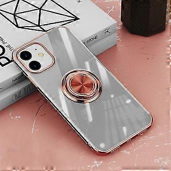 Case cover For Iphone 12 / 12 Pro Allinclusive Electroplating Silicone Case With Ring Holder(rose Gold)
