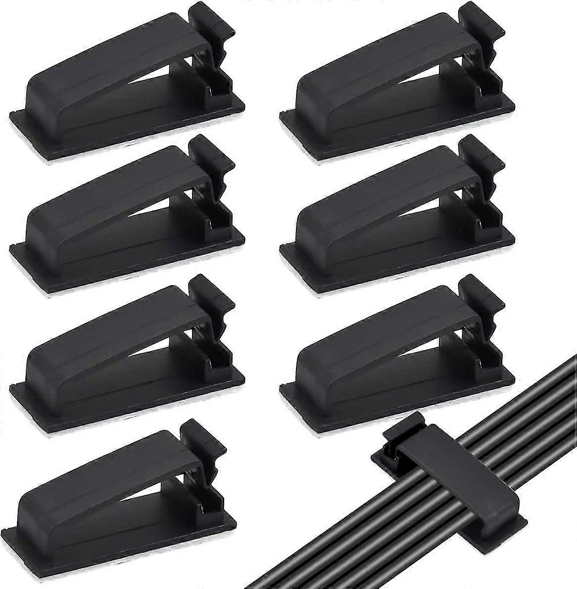 50pcs Black Adhesive Cable Clips, Cable Tidy, Electrical Wire Organizer Cable Management