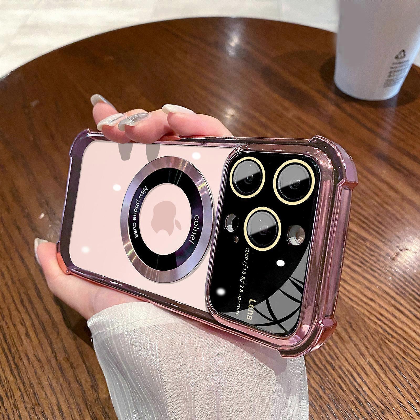 for iPhone 15 Pro Max/ 15 Ultra Magnetic Transparent Case,Luxury Bling Shockproof Military-Grade Protection with Camera Lens Protective