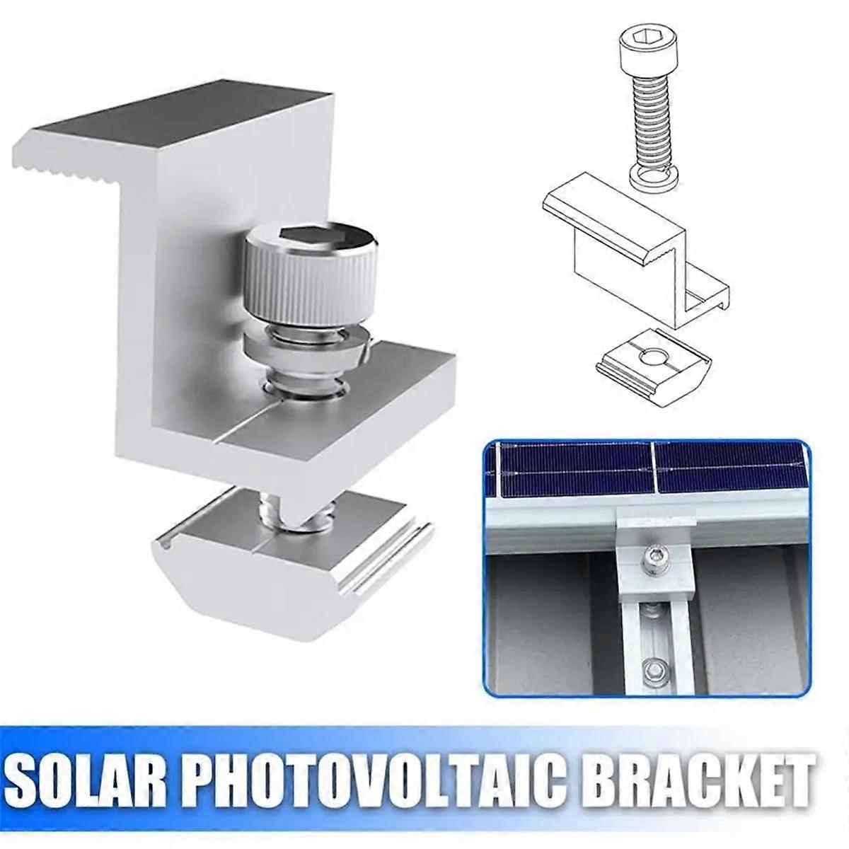 10Pcs Solar Photovoltaic Bracket Aluminum Alloy Clamp for Solar Module Solar Panel Racking Mounts A