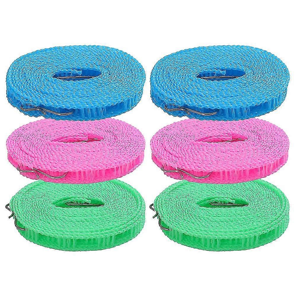 6pcs Multi-function Nylon Clotheslines Windproof Clothes Drying Ropes Travel Clothes Lines-FCY
