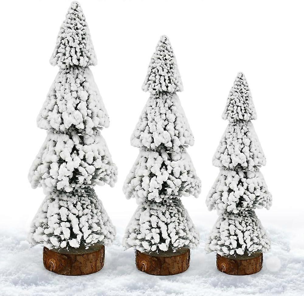 3PCS Mini Snow Frost Trees, Mini Christmas Tree Desktop Miniature Christmas Trees Artificial Christmas Trees Winter Snow Ornaments Tabletop Trees for
