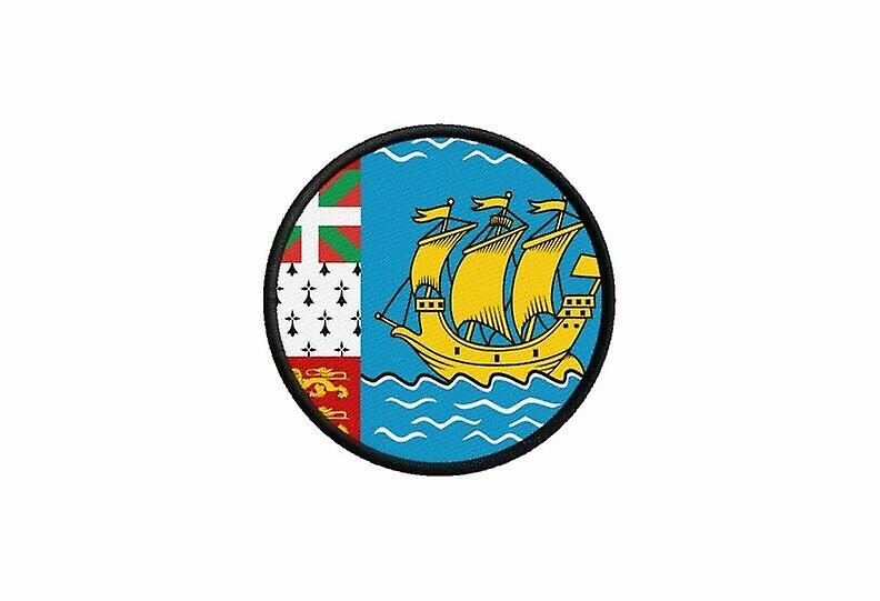 Patch ecusson flag saint pierre and miquelon printed round thermosticker
