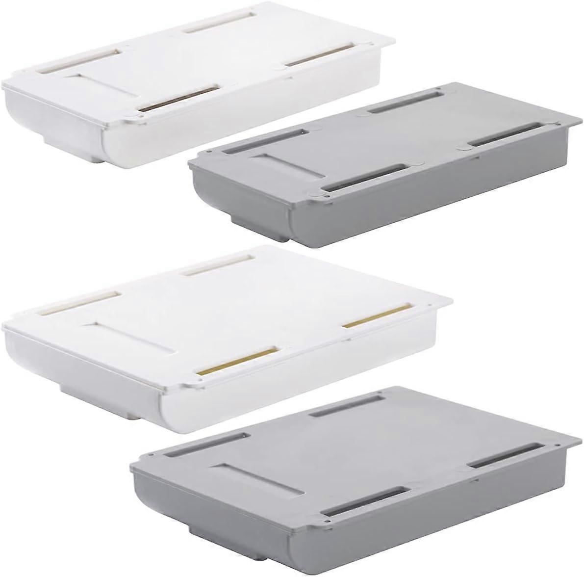 Invisible Storage Box, 4 Pieces Under Table Storage Box Desk Drawer Multi-Function Invisible Storage Box Organizer for Office Stationery Storage