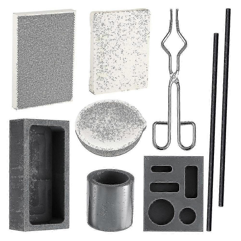 9 Pcs Graphite Torch Melting Casting Kit Graphite Crucible Set Kit de fusion de torche en lingot, pour métal G