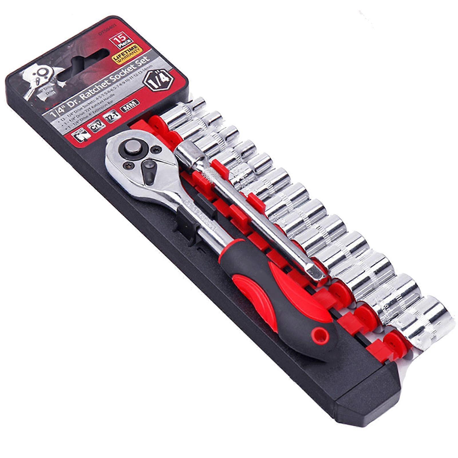 Ratchet Socket Wrench Set with 13 Sockets 4-14mm & 2 Way Quick Released Handle