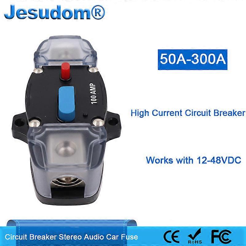 12-48V Circuit Breaker 50-300A Circuit Breaker Stereo Audio Car Fuse Holder AGU Style Stereo Amplifier Refit 4GA Cable Car Fuse