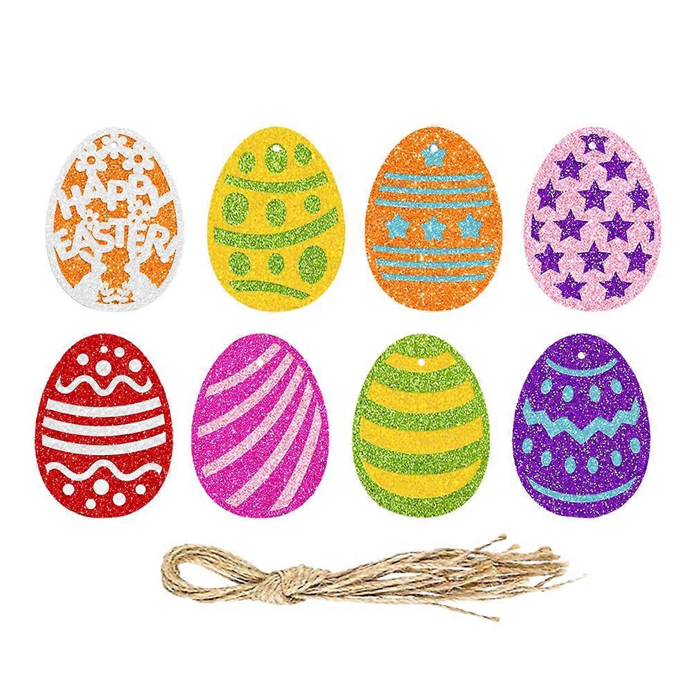 8Pcs Hanging Easter Eggs Decorations Reusable Paper Easter Egg Hanging Ornament