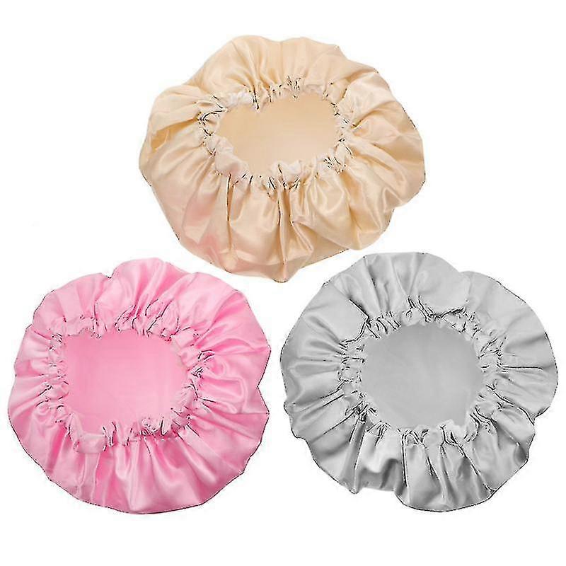 3pcs Reusable Waterproof Bathing Caps Solid Color Elastic Shower Caps For Women