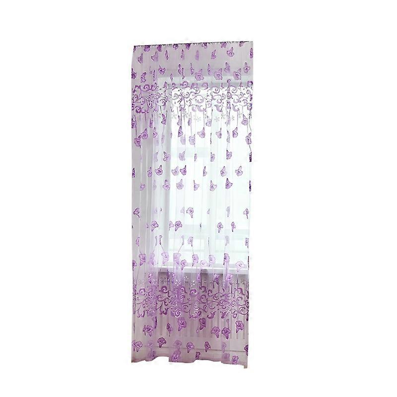 1Pc Morning Glory Polyester Translucent Window Curtain Tulle Drape Home Decor JIKAIX