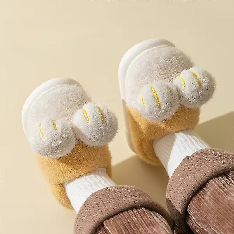 Winter Warm Fur Slippers for Kids Cute Non Slip Soft Shoes Comfort Flat Heel Home Indoor Bedroom Plush Slippers