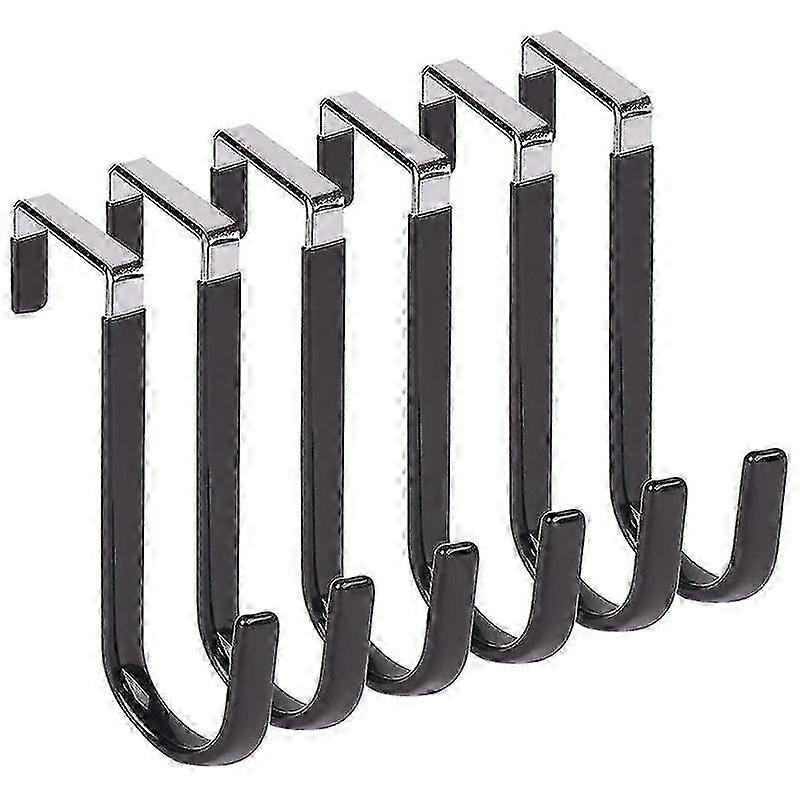 Over Door Hooks For Hanging Clothes, 6 Packs Hanger Soft Rubber Surface Prevent Scratches, Door Hoo
