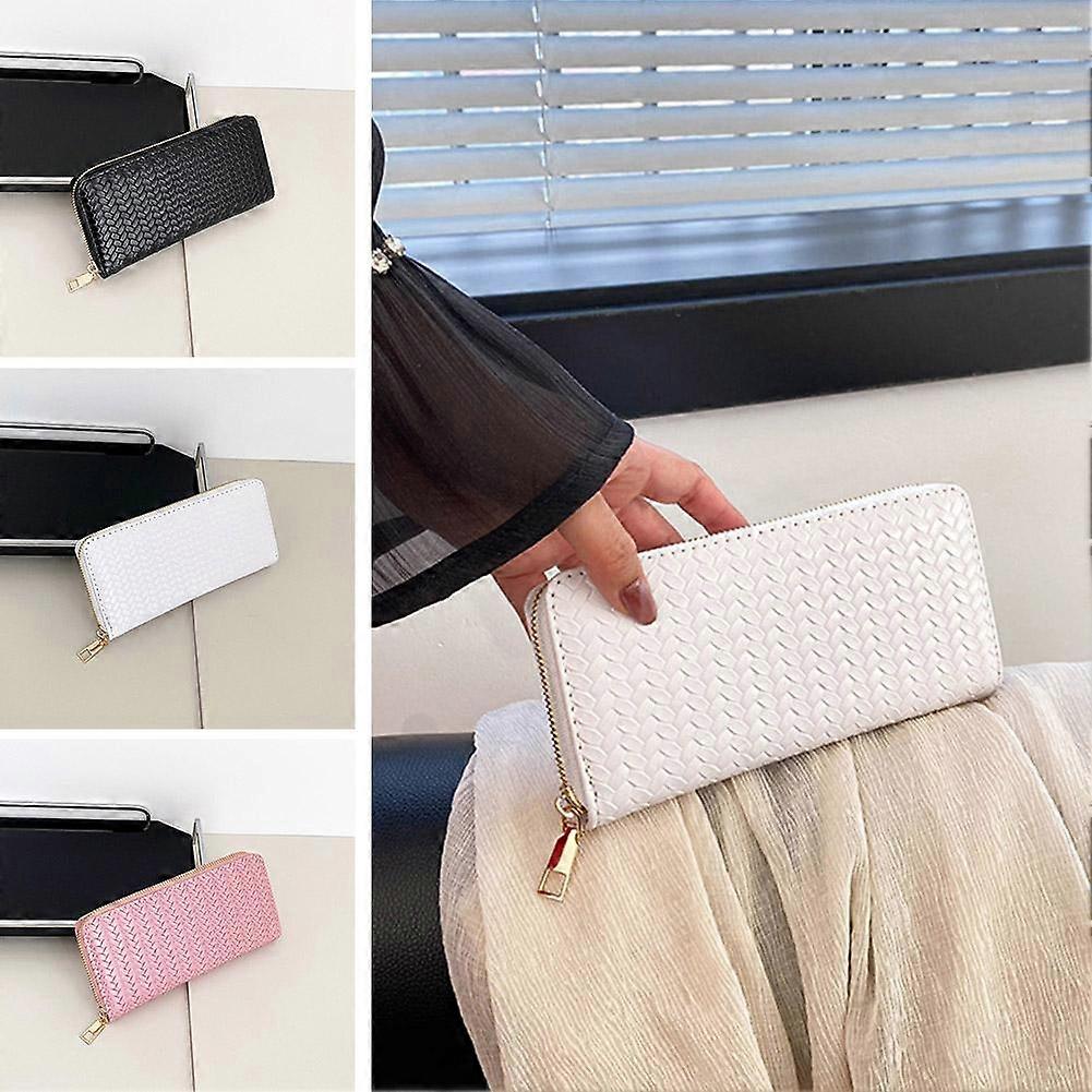 2024 Cartera larga tejida en cuero PU