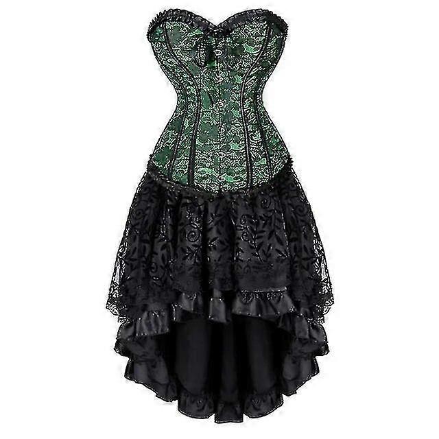 Women Sexy Lace Floral Corset Dress Victoria Vintage Corset Top Waist Cincher Bustier Gothic Asymmet