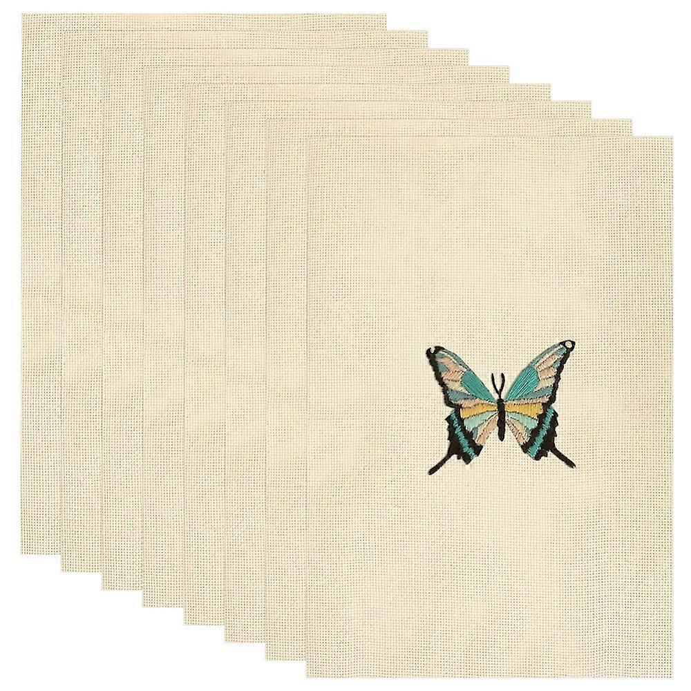 Cotton Solid Colored Cross Stitch Fabric Aida Cloth Rectangle Lemon Chiffon 450~452x300~306x0.8mm