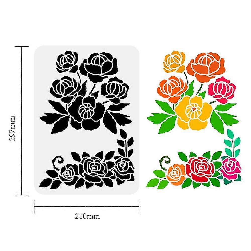 1pc Plastic Hollow Out Drawing Painting Stencils Templates for Painting on Scrapbook Fabric Tiles Floor Furniture Wood Flower 29.7x21cm