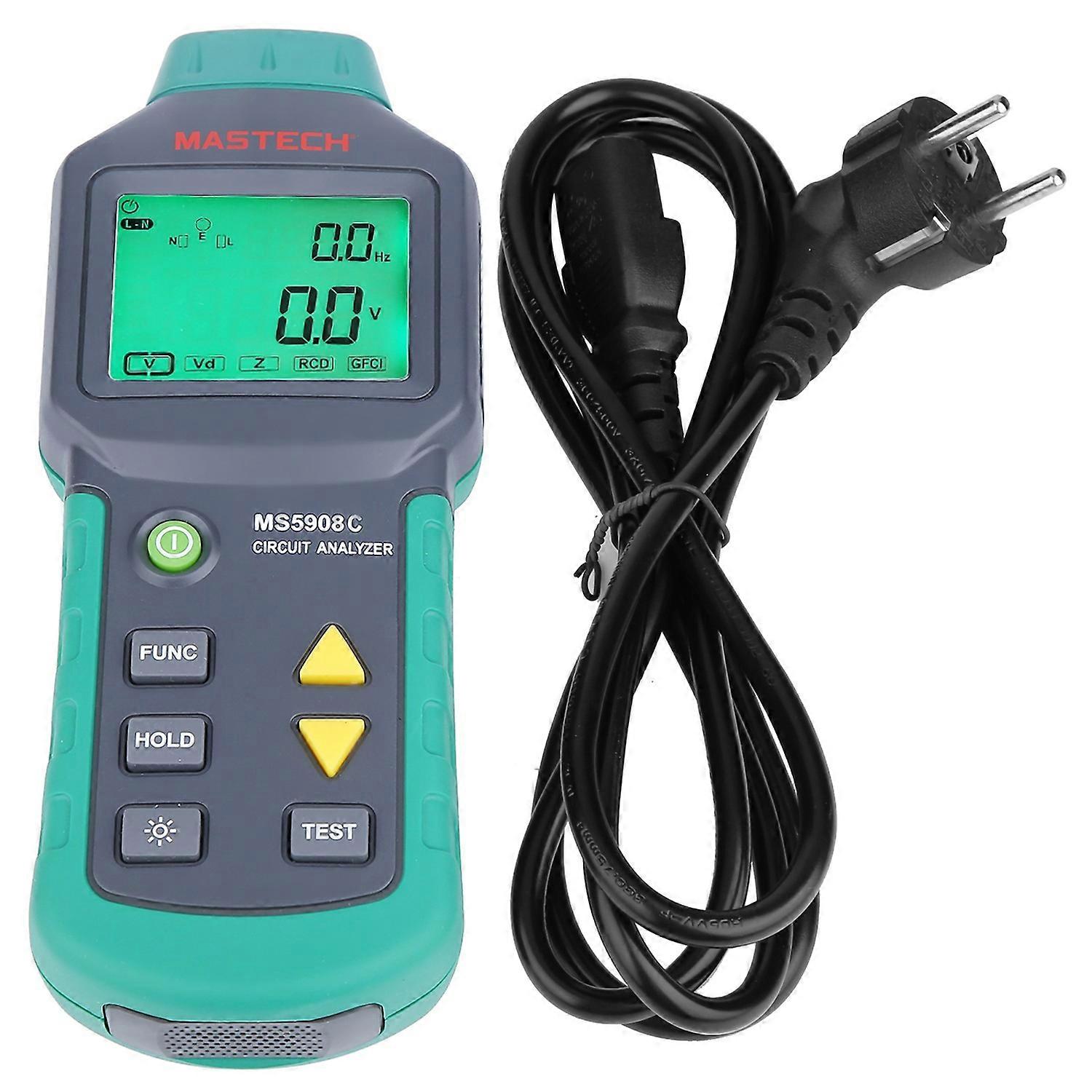 محلل دائرة LCD MS5908C MASTECH مع اختبار الجهد GFCI RCD AC200-240V