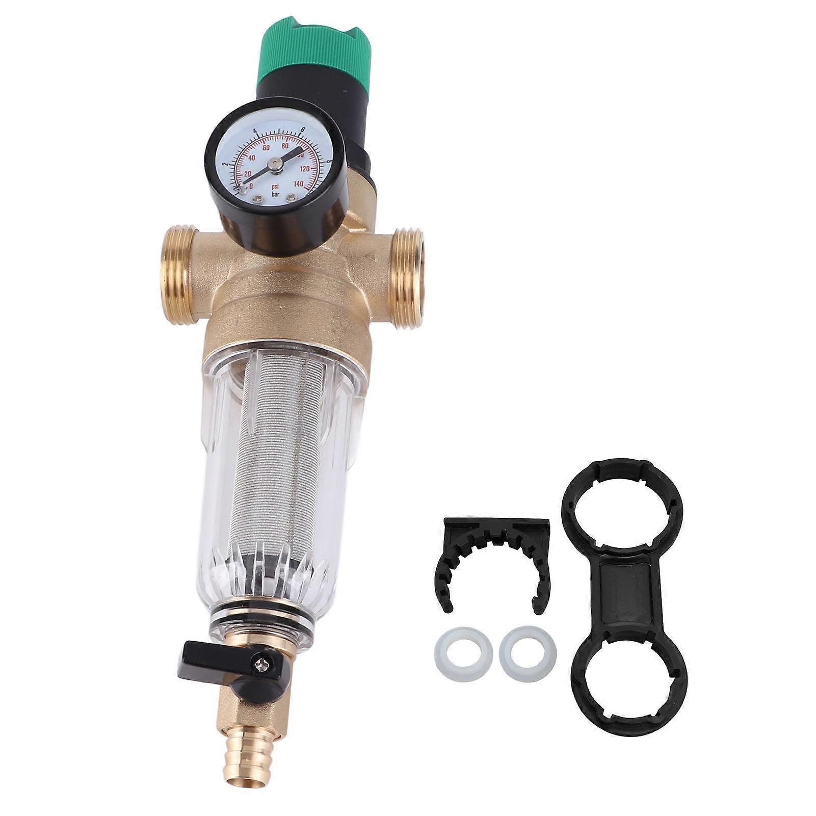 Réducteur de pression d’eau en laiton G1 G1/2 Connecteur avec filtre de jauge 40 microns Régulateur de pression d’eau pour appareils sanitaires