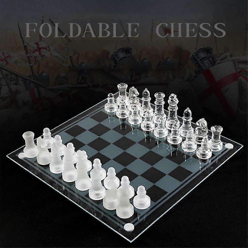 Glass Chess Board High Quality Elegant Glass Chess Pieces Chess Game Set 25cm Or 20cm Wooden Chess Boards Backgammon Table Game
