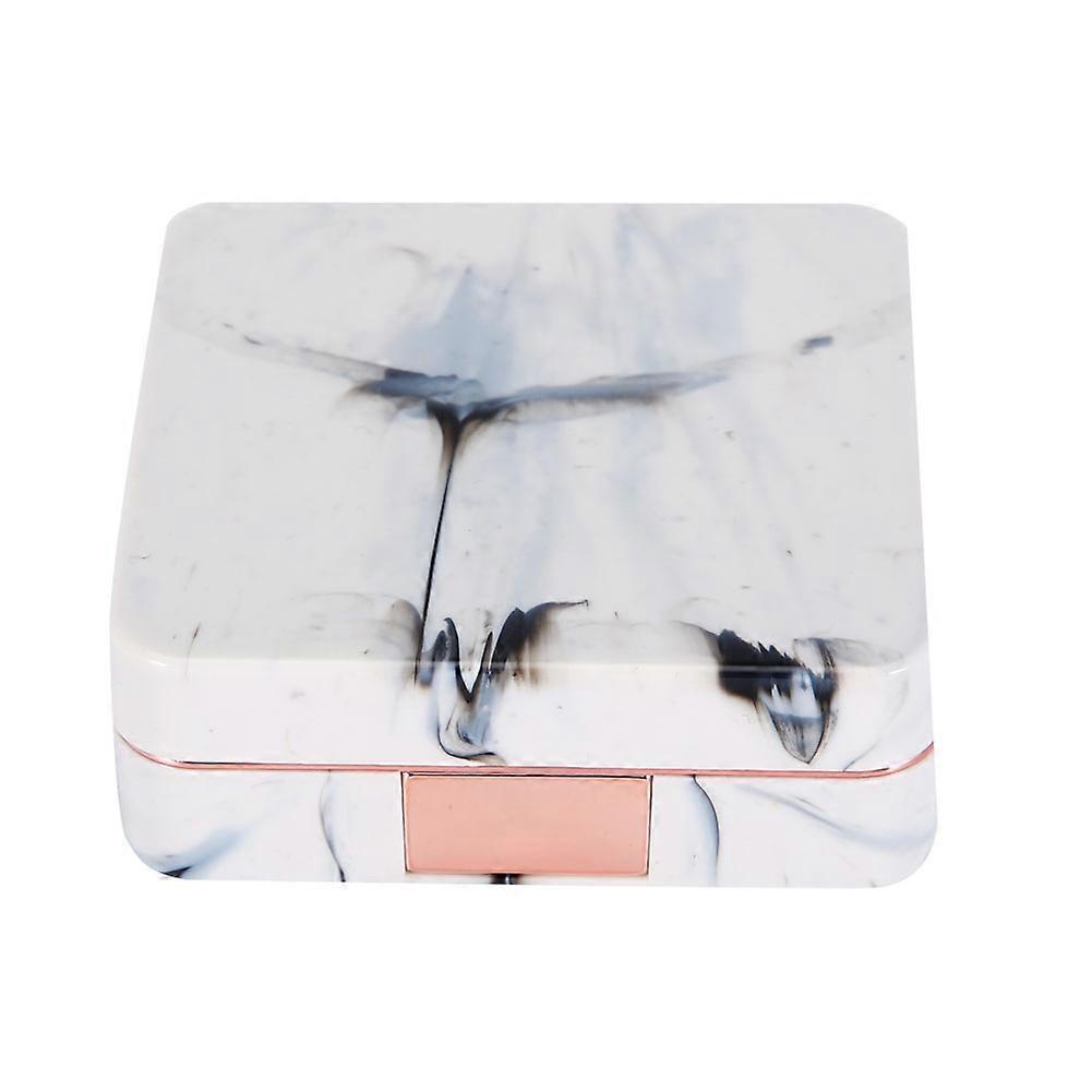 Portable Marble Surface Mirror Square Soaking Contact Lens Case Fashion Kit with Mirror (Square) Rose Gold