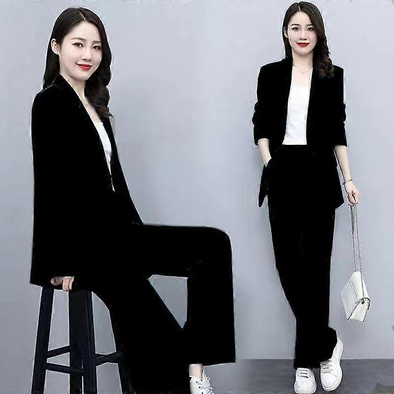 Spring and Autumn Suits Professional Fashion Temperament Long-sleeved Suit Jacket Wide-leg Trousers Two-piece Suit for Women